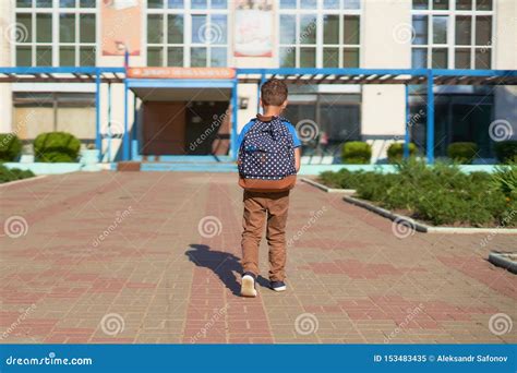 The Child Goes To School Boy Schoolboy Goes To School In The Morning