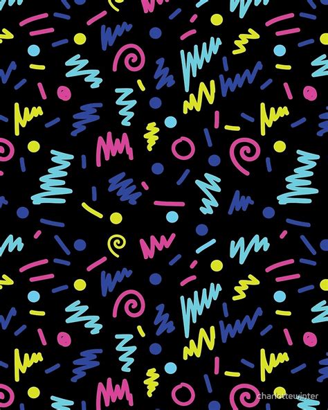 Vicky 80s 90s Bright Neon Shapes Design Pattern Trendy