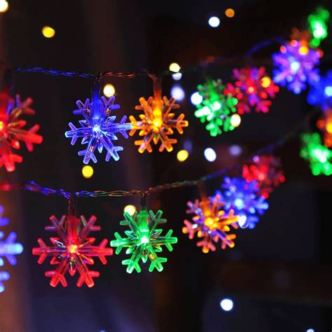 Christmas Lights Snowflake String Lights Battery Operated Colorful