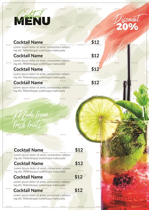 mojito cocktail menu  rgbryand graphicriver