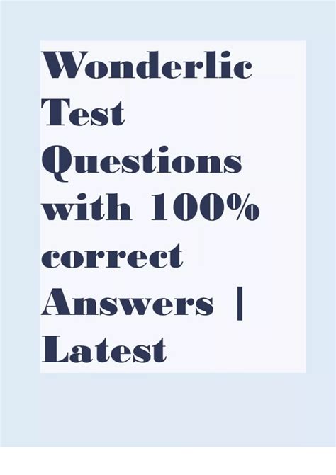 Wonderlic Test Questions with 100% correct Answers | Latest 2023/2024