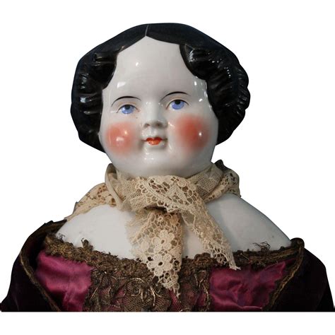 China Head Doll 28 Inches Fancy Velvet And Gold Trimmed Outfithead