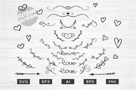 Download 32 Text Dividers SVG, Text Ornaments SVG, Love Borders SVG (217416) | Cut Files | Design Bundles