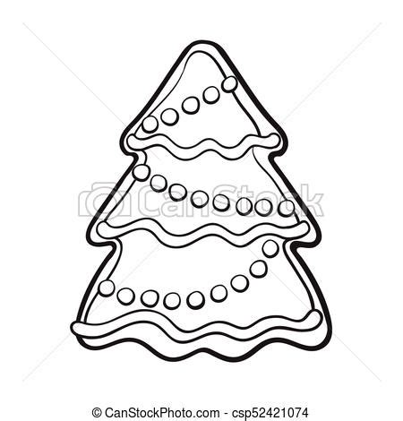 35+ beautiful merry christmas art illustrations for merry christmas and all the best in the new year. Glazed homemade christmas tree gingerbread cookie, sketch style vector illustration isolated on ...