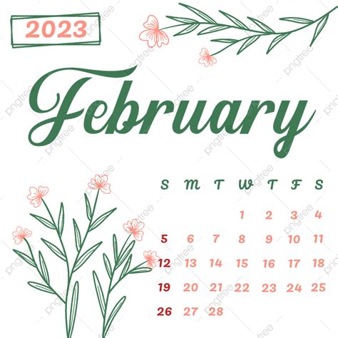 February 2023 Calendar White Transparent February Calendar 2023