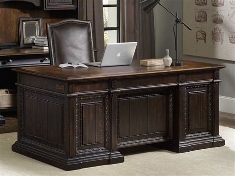 Executive style computer desk, home study desk, executive office workstations, hutch style. Hooker Furniture Treviso Rich Dark Macchiato 72''L x 36''W ...