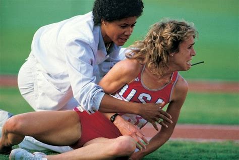 Two young athletes zola budd and mary decker famously collided on the track during the women's 3,000 metres at the los angeles olympics. Mary Decker cries in frustration after injuring herself in a collision with Zola Budd in the ...