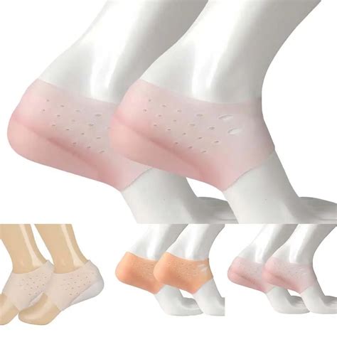 Unisex Invisible Height Increase Socks Heel Pads Silicone Insoles Foot Massage New In Foot Care