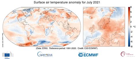 Surface Air Temperature For July 2021 Copernicus