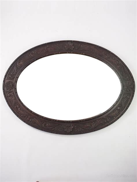 Antiques Atlas Antique Edwardian Carved Oak Oval Wall Mirror