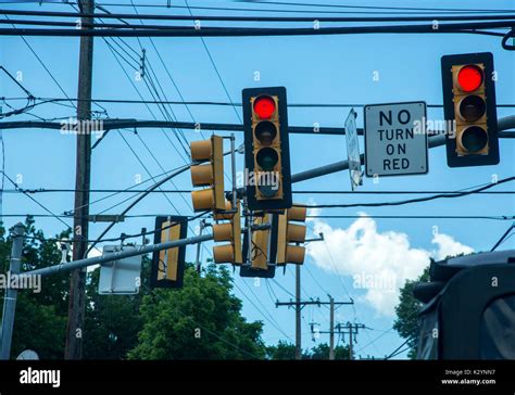 Traffic Lights At An Intersection Stock Photo Alamy