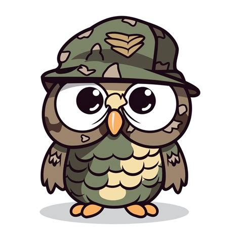 Premium Vector Owl In Army Uniform Cartoon Mascot Character Vector