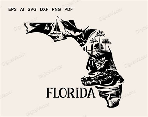 Florida Svg Map Silhouette Sunshine State Florida Orange Blossom