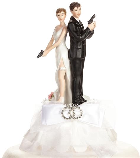 Super Sexy Spy Rhinestone Wedding Rings Cake Topper