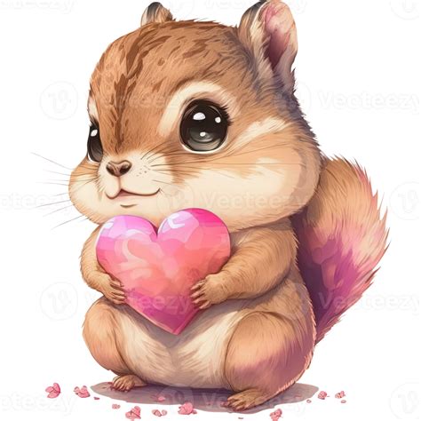 Watercolor Cute Baby Heart Animals Valentines Day 2023 Design T Shirt