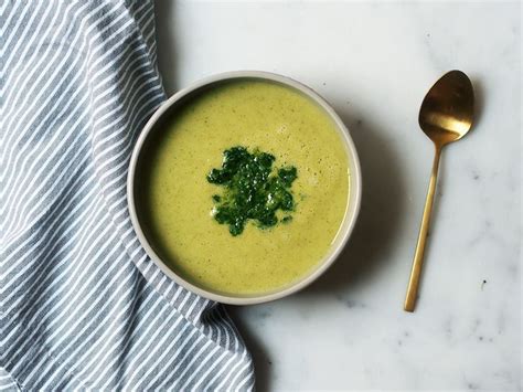Broccoli Spinach Soup With Sweet Basil Purée Ashley Neese Spinach