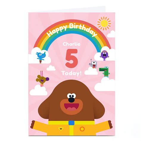 Buy Personalised Hey Duggee Birthday Card Editable Age Rainbow For