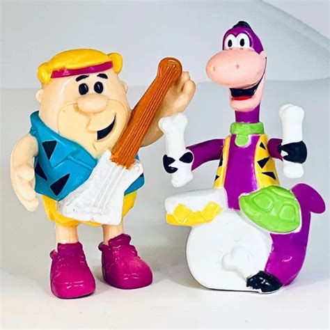 Flintstones Barney Rubble And Dino Rockers Figure Lot X2 Vintage 1991 Hpi