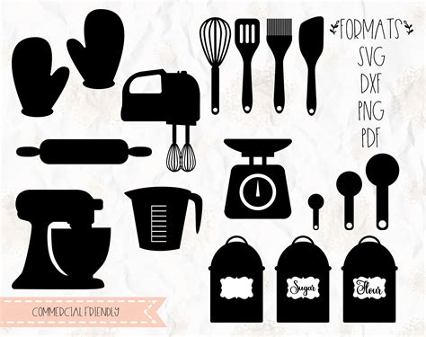 Baking Mixer Bake Rolling Pin Jar Mitten Whisk Svg