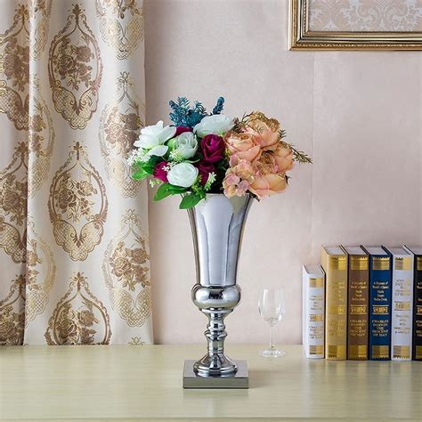 Everbon Set Of 10 Metal Flower Vases For Wedding Silver