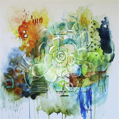 Succulent Mixed Media Abstract Collage Mixed Media By Yolanda Nussdorfer