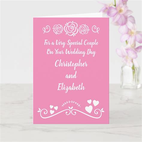 Special Couple On Your Wedding Day Pink Card On Your Wedding Day