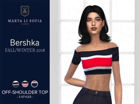 The Sims Resource Off Shoulder Crop Top By Martalisofia • Sims 4 Downloads