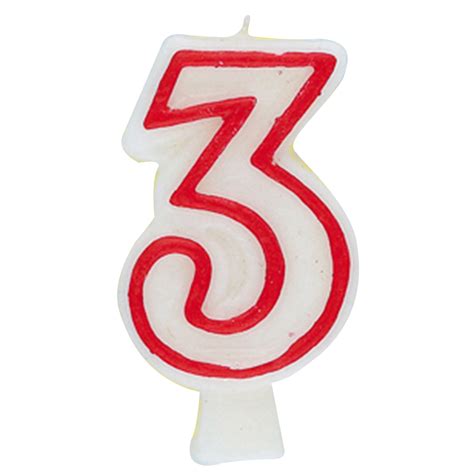 Number 3 Birthday Candle 275 In Red And White 1ct
