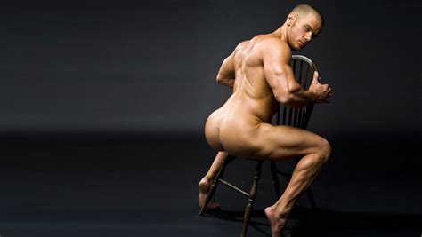 Rearview Naked Bodybuilder Sitting On Chair Gallery Of Men