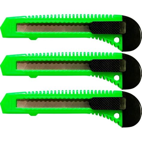 3x Bulk Utility Knife Box Cutters Snap Off Blade Neon Green Walmart
