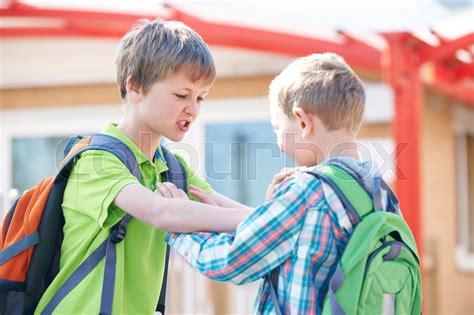 Two Boys Fighting In School Playground Stock Image Colourbox