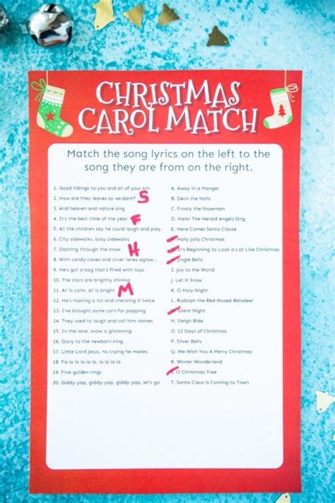 Christmas Carol Games Printable With Answers Web Fun Christmas Song
