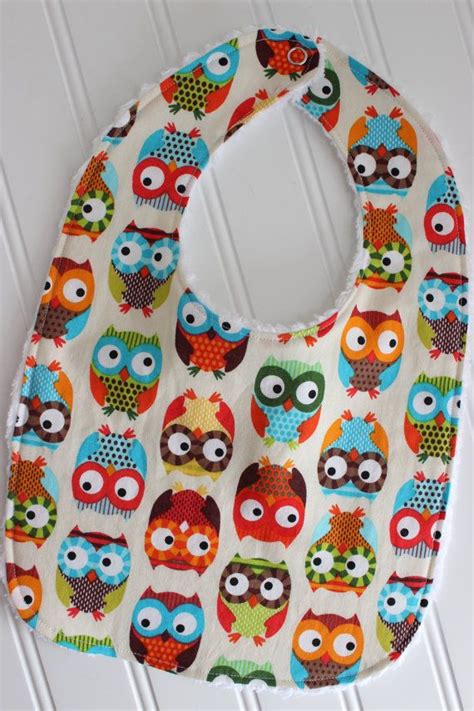 Baby Boy Bib Bright Owls By Thesugarbuttonsshop On Etsy 850 Baby