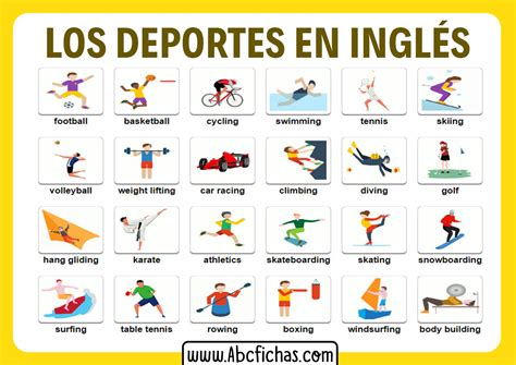 Vocabulario Los Deportes En Ingles Abc Fichas