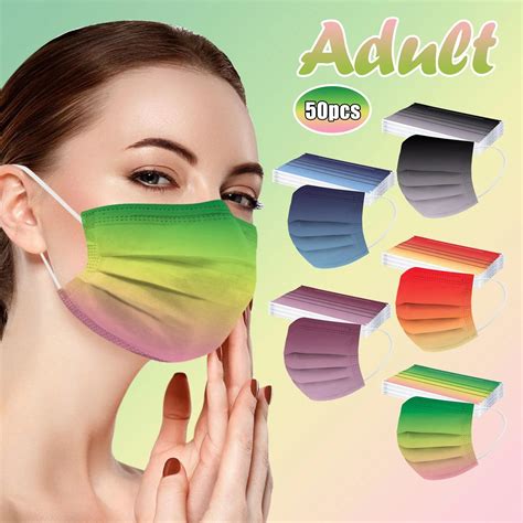 50pcs Gradient Disposable Face Mask Adults Protection 3 Layer Print