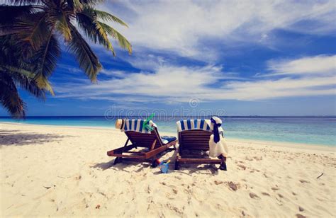 Two Chairs On The Tropical Beach Stock Photo Image Of Luxury