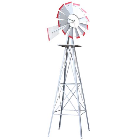 6ft Garden Windmill 186cm Metal Ornament Outdoor Decor Wind Mill Dodosales