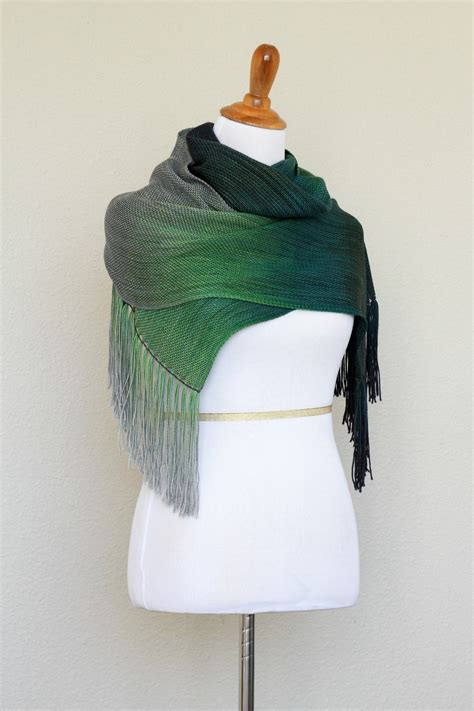 woven-scarf-in-green-and-grey-colors,-woven-wrap-with-images-woven-wrap,-woven-scarves