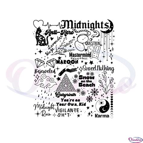 Midnights Track List Taylor Swift New Album Svg Cutting Files