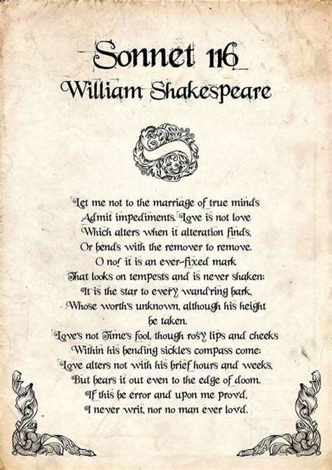 Sonnet 116 Poem by William Shakespeare William Shakespeare | Etsy in