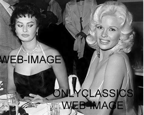 Sophia Loren Peeking A Look At Jane Mansfield Sexy Candid Photo Pinup