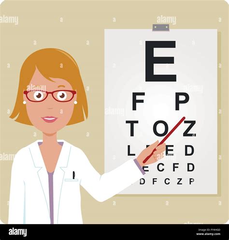 Female Ophthalmologist Examining A Patient Using The Eye Chart Stock