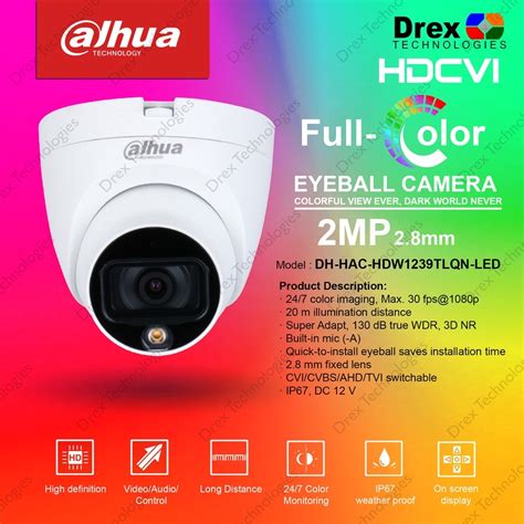 DAHUA DH HAC HDW1239TLQN A LED 0280B S2 Lite Plus 2MP 24 7 Full Color