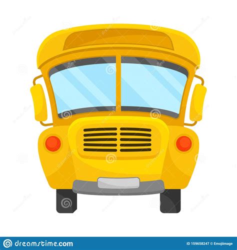 Yellow School Bus Of Front Projection With Curved Roof Vector