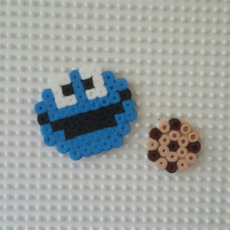 Hama Beads Cute Cookie Monster And A Cookie Easy Perler Beads Ideas
