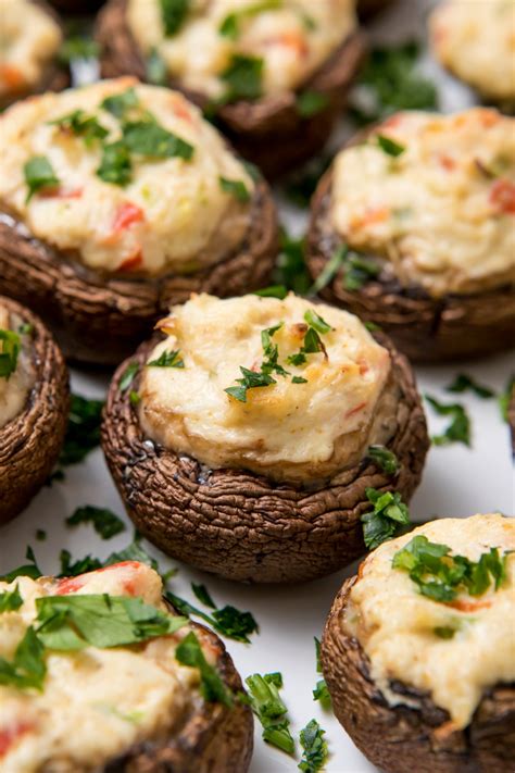 Stir in crab meat, scallions, and mozzarella cheese, then season to taste with salt and pepper (i like ½ teaspoon salt and ¼ teaspoon pepper). Crab stuffed mushrooms - Thanksgiving.com