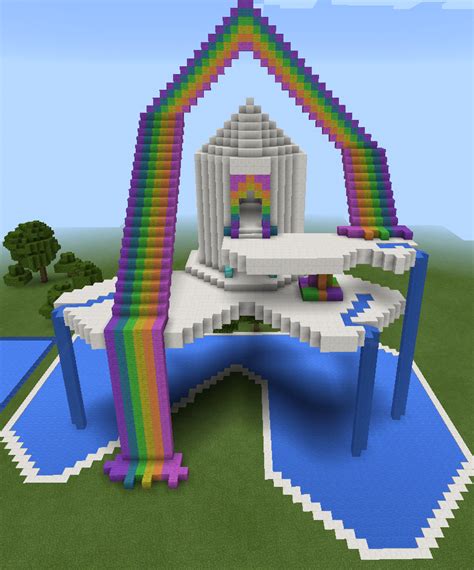 Minecraft Rainbow Dash Sky Waterfall House Awesome Minecraft Designs
