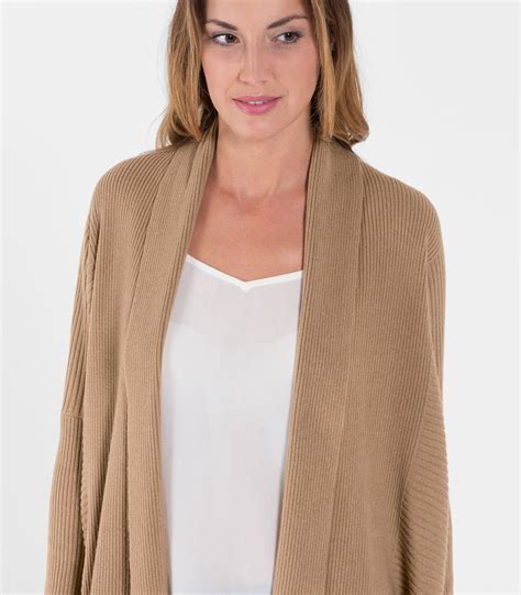 Camel Womens New Cashmere And Merino Relaxed Rib Cardigan Woolovers Uk