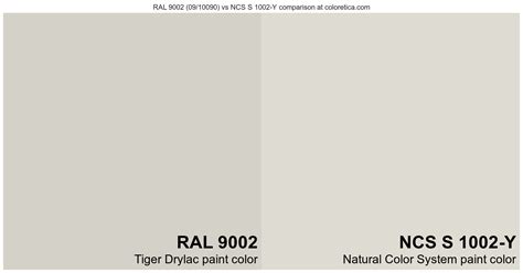 Tiger Drylac RAL 9002 09 10090 Vs Natural Color System NCS S 1002 Y