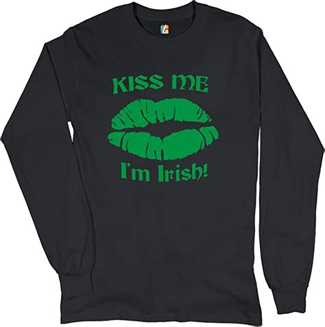 Kiss Me Im Irish Long Sleeve T Shirt Funny St Patricks Day Amazonca Clothing And Accessories
